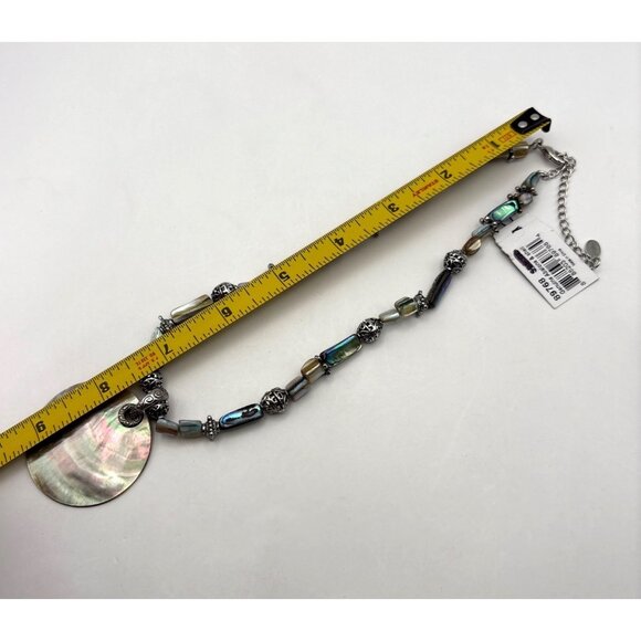 Cookie Lee Abalone Shell Necklace with Silver Tone Bead Accents - Picture 4 of 7
